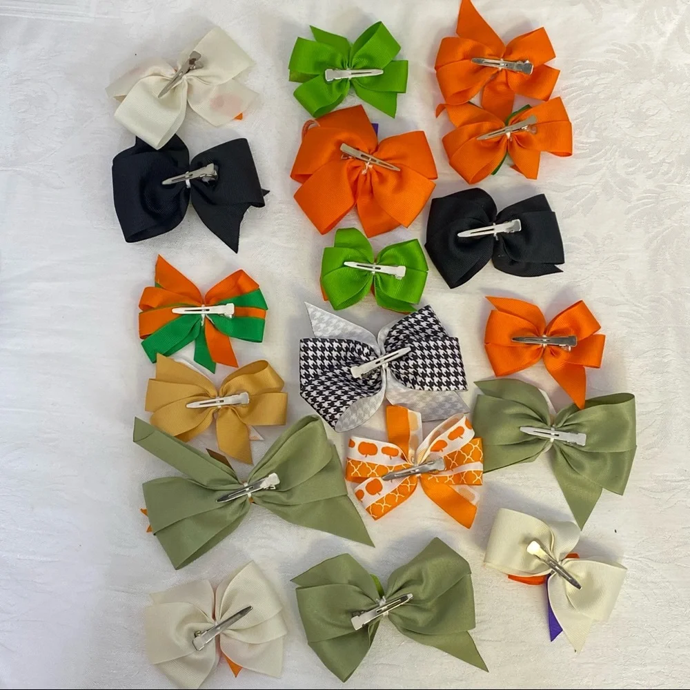 Fall Harvest Halloween hair clips handmade